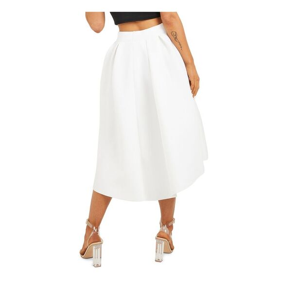 NWT QUIZ Womens White Knee Length Evening Hi-Lo Skirt 4 - Picture 3 of 5